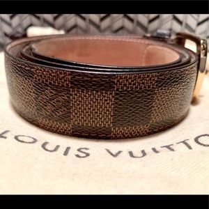 LV Women's Brown Damier Ebene Canvas Belt